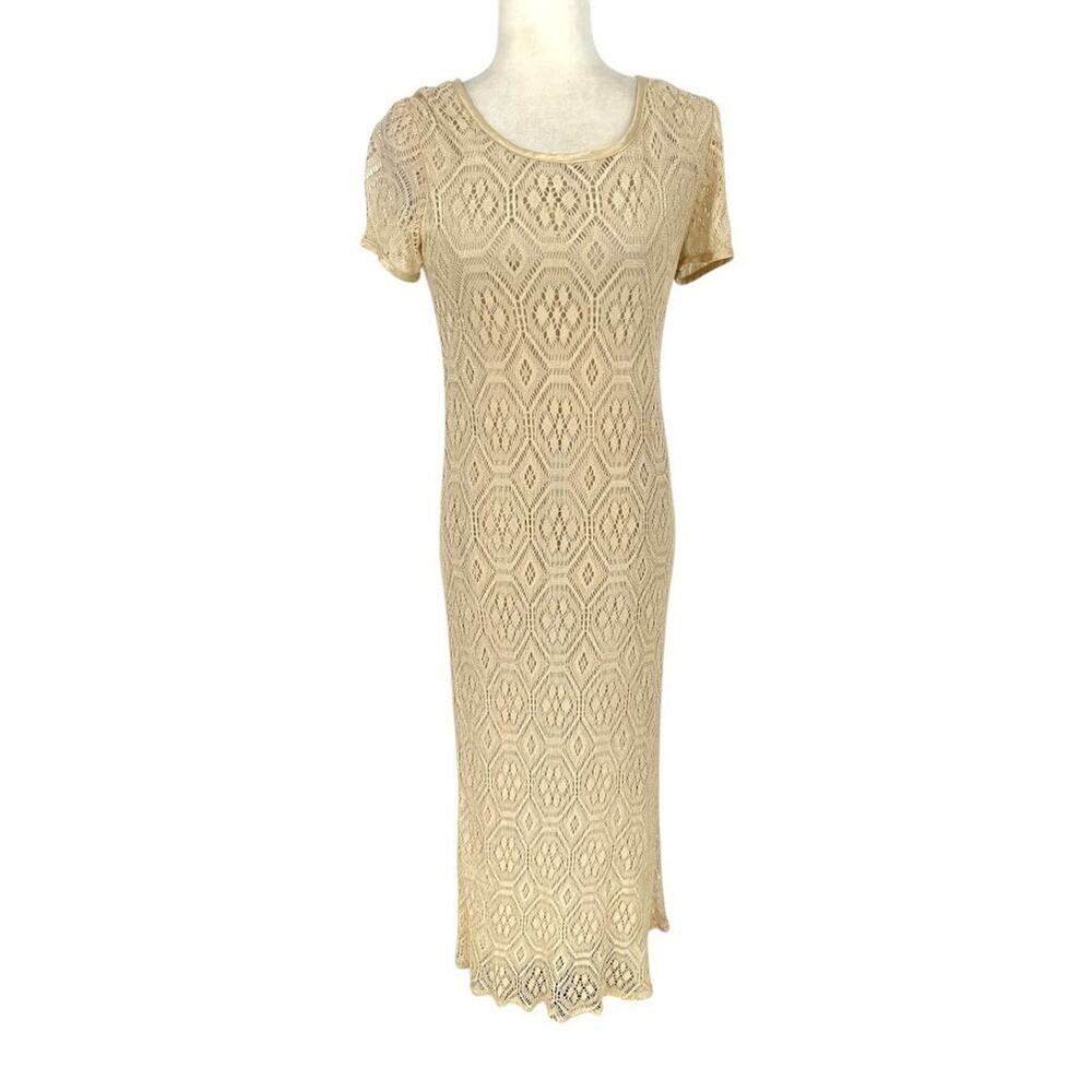 Vintage Jessica Howard Beige Lace Maxi Dress Womens S Fairy Fairycore Romantic